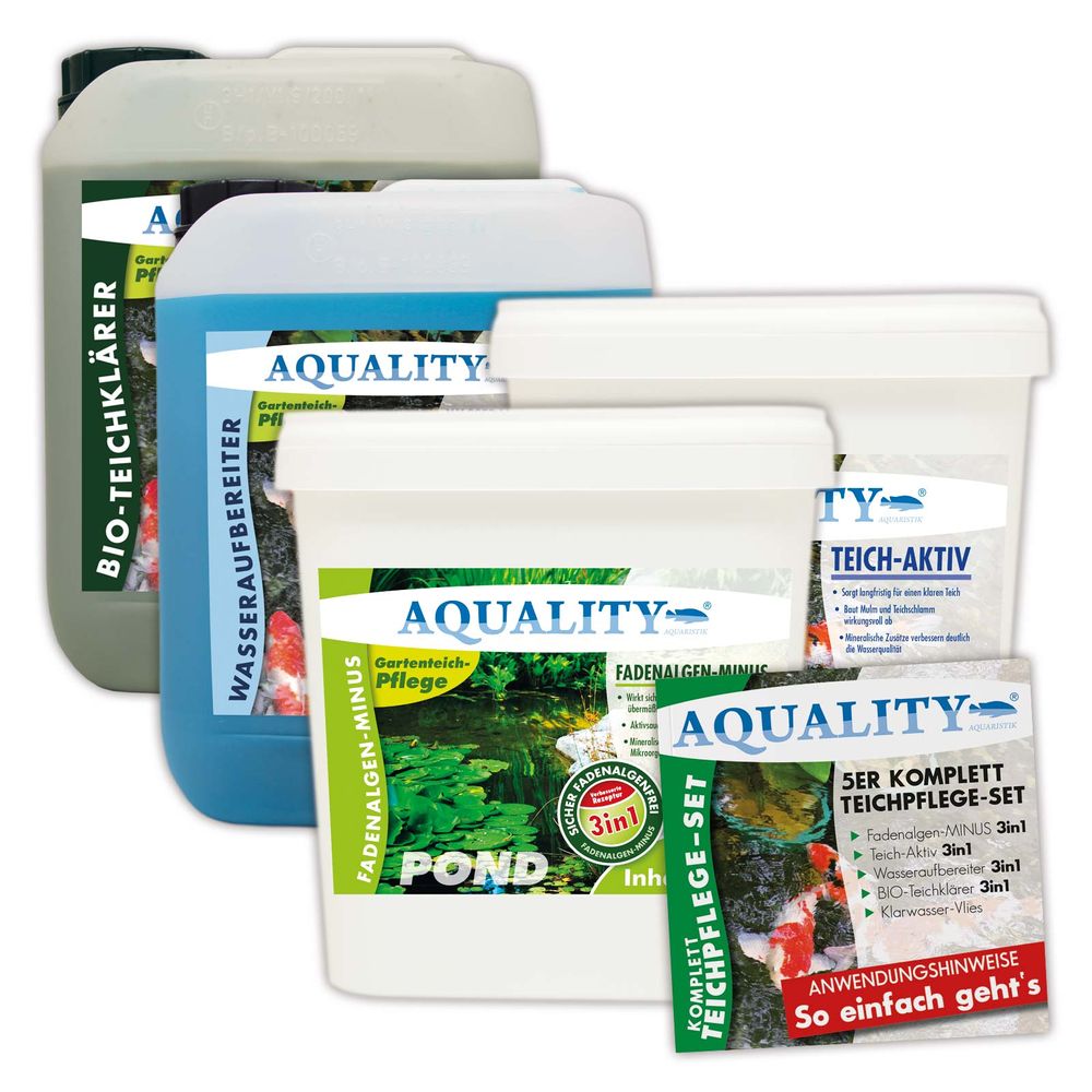 AQUALITY 5er Komplett Teichpflege-Set