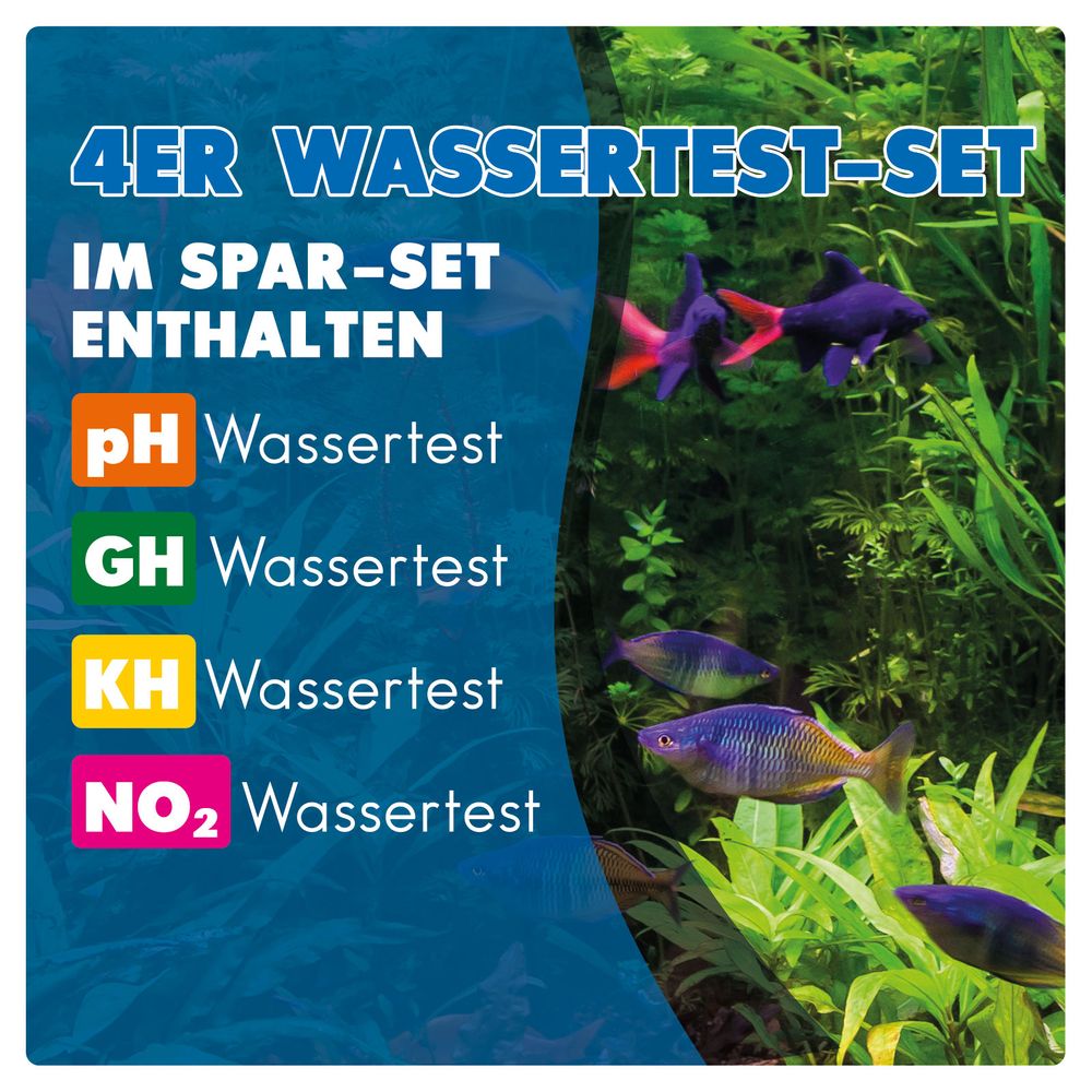 AQUALITY AQUARIUM 4er Wassertest-Set (pH, GH, KH, NO2)