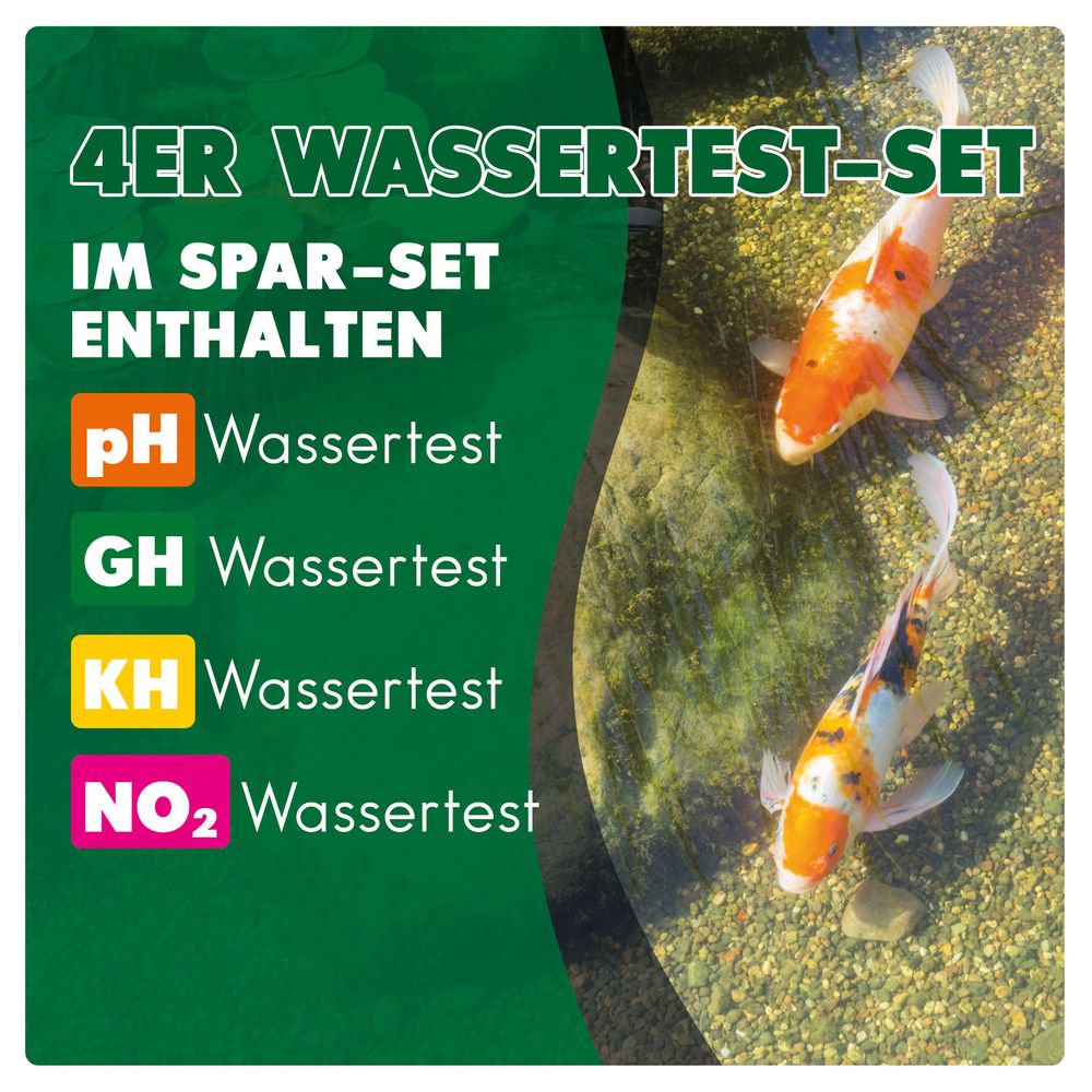 AQUALITY GARTENTEICH 4er Wassertest-Set (pH, GH, KH, NO2)