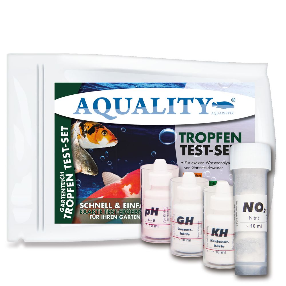 AQUALITY GARTENTEICH 4er Wassertest-Set (pH, GH, KH, NO2)