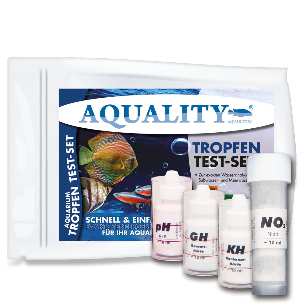 AQUALITY AQUARIUM 4er Wassertest-Set (pH, GH, KH, NO2)
